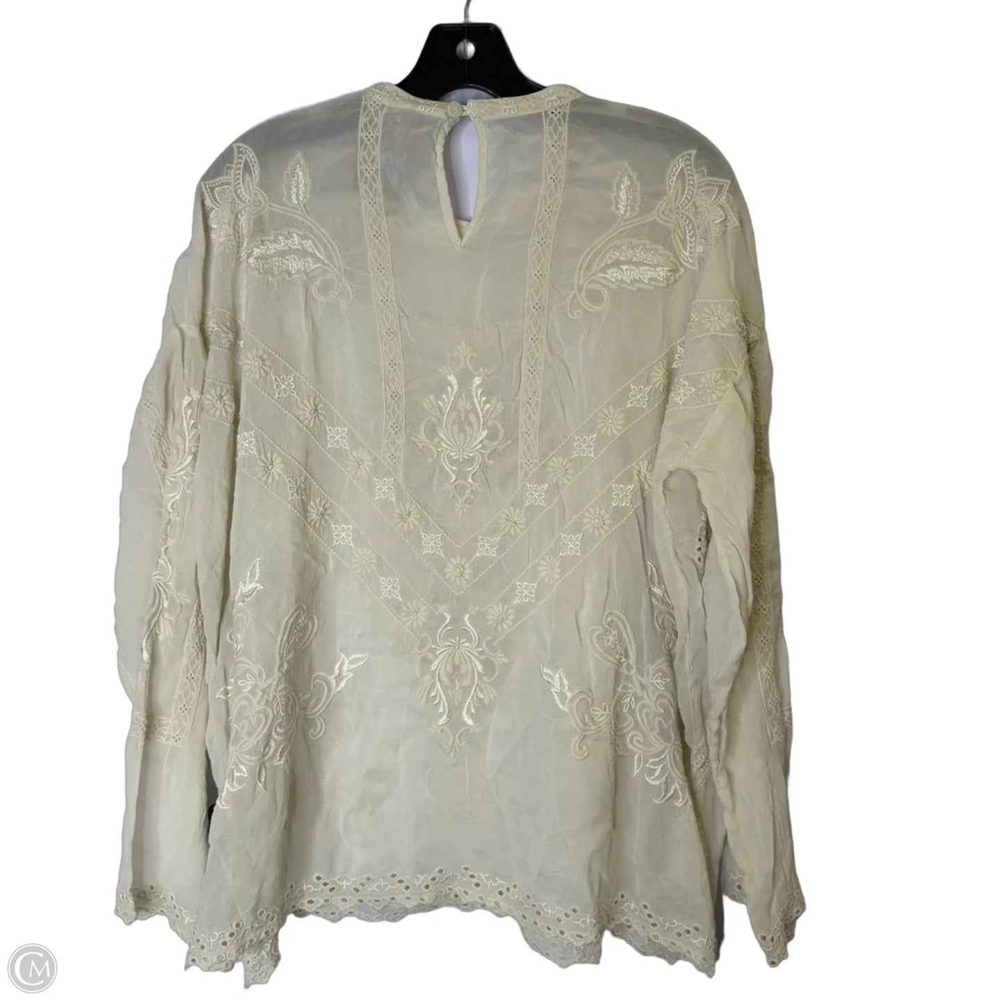 Blouse Long Sleeve By Johnny Was In Cream, Size: M