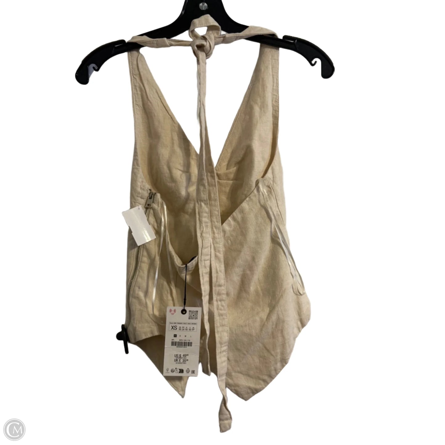 Top Sleeveless By Zara In Cream, Size: Xs
