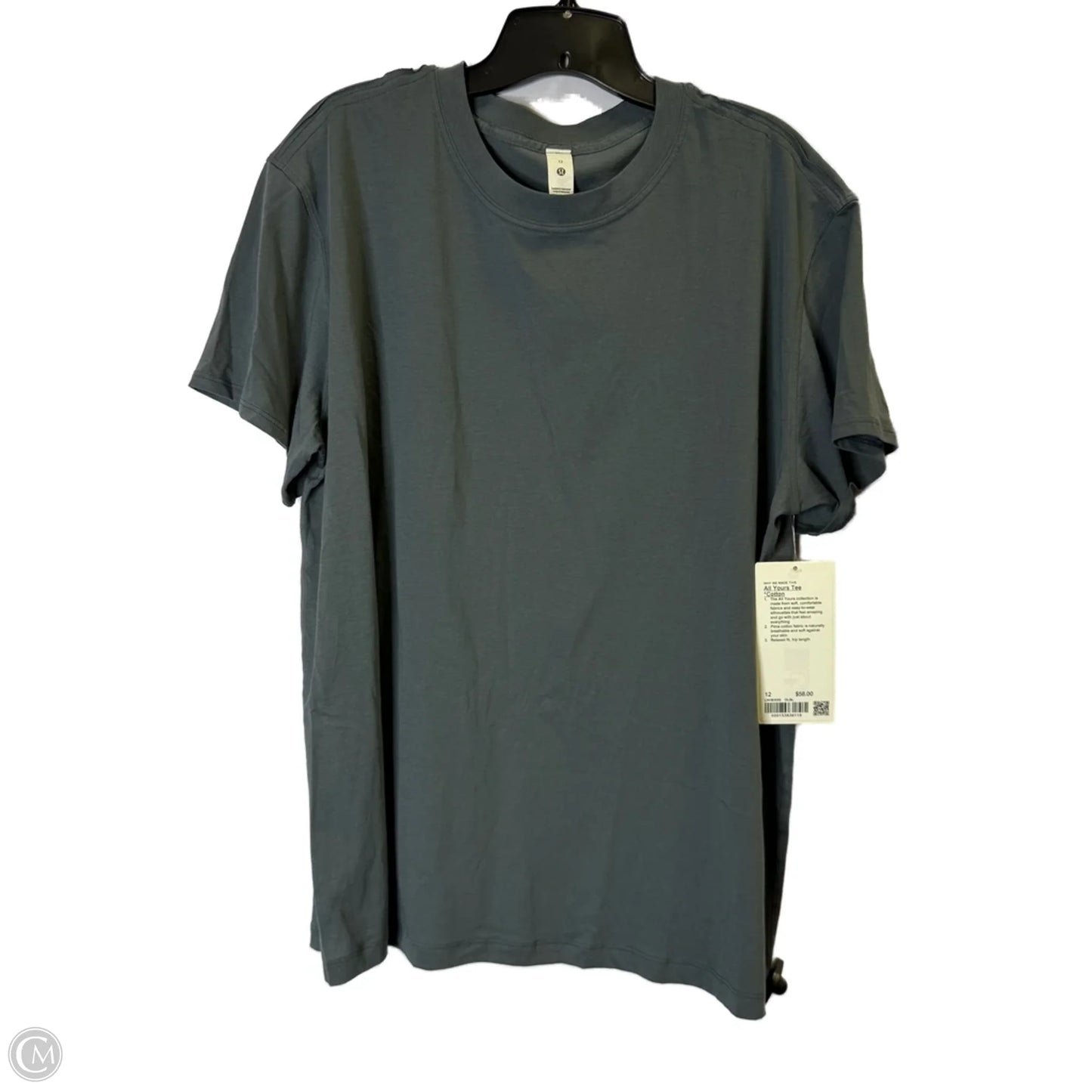 Athletic Top Short Sleeve By Lululemon In Grey, Size: 12