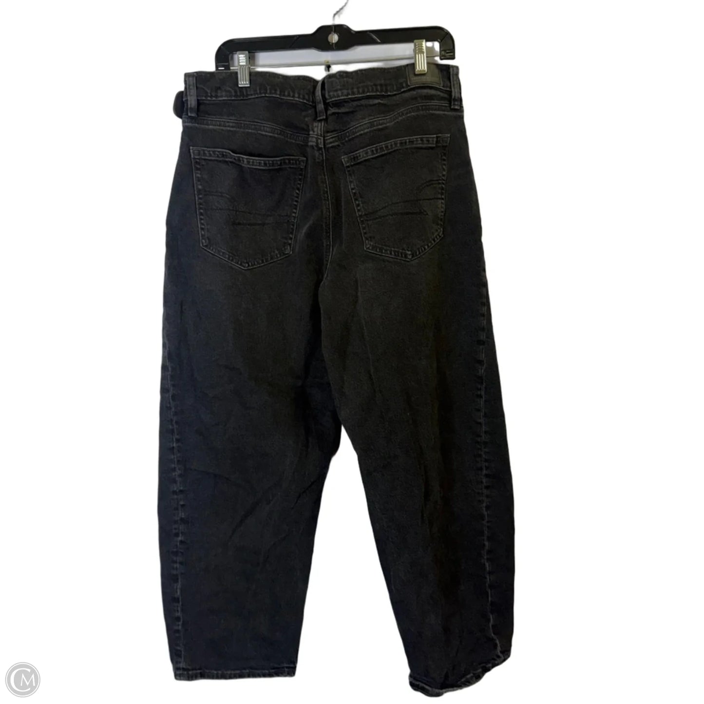 Jeans Straight By American Eagle In Black Denim, Size: 12