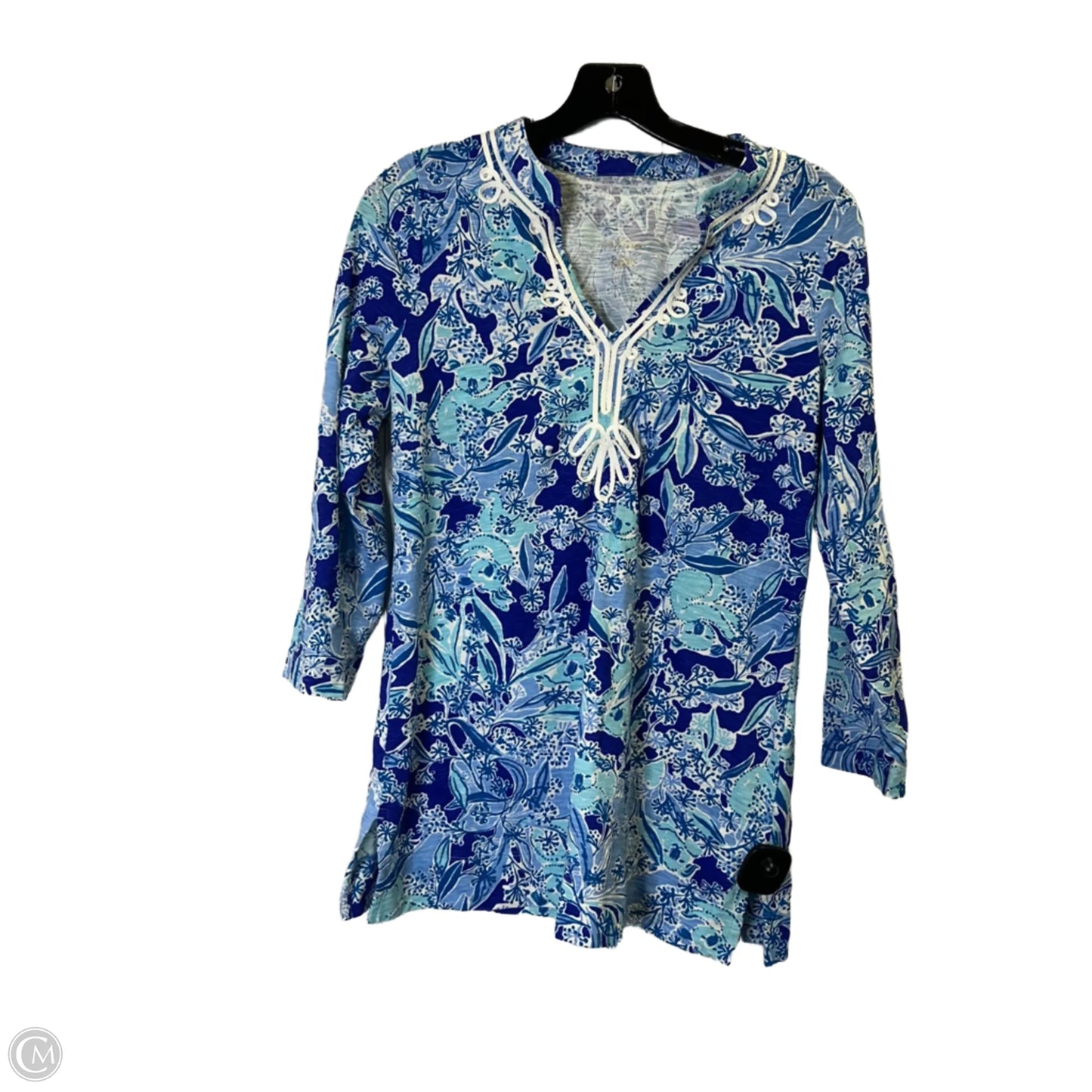 Top Long Sleeve By Lilly Pulitzer In Blue & White, Size: S