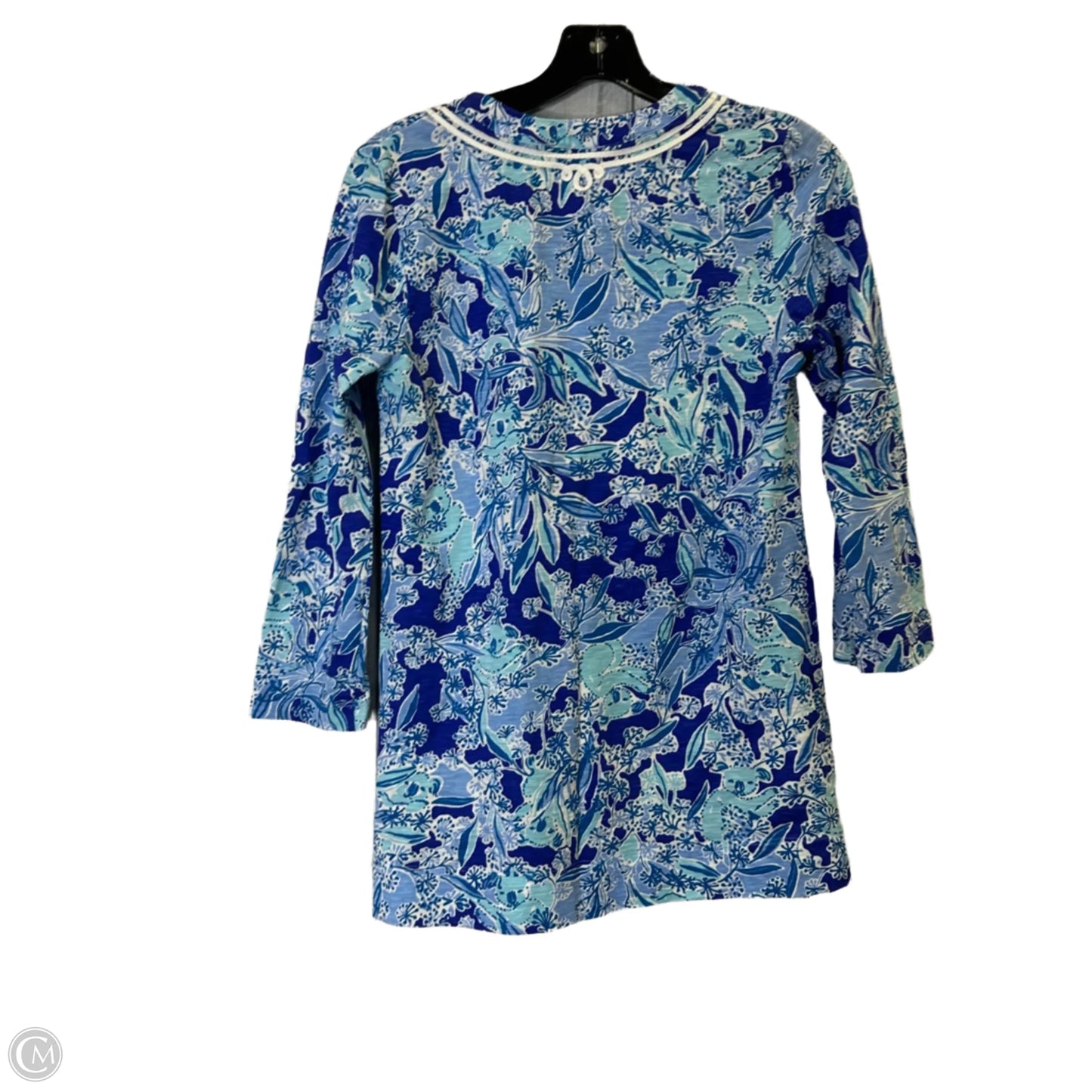 Top Long Sleeve By Lilly Pulitzer In Blue & White, Size: S