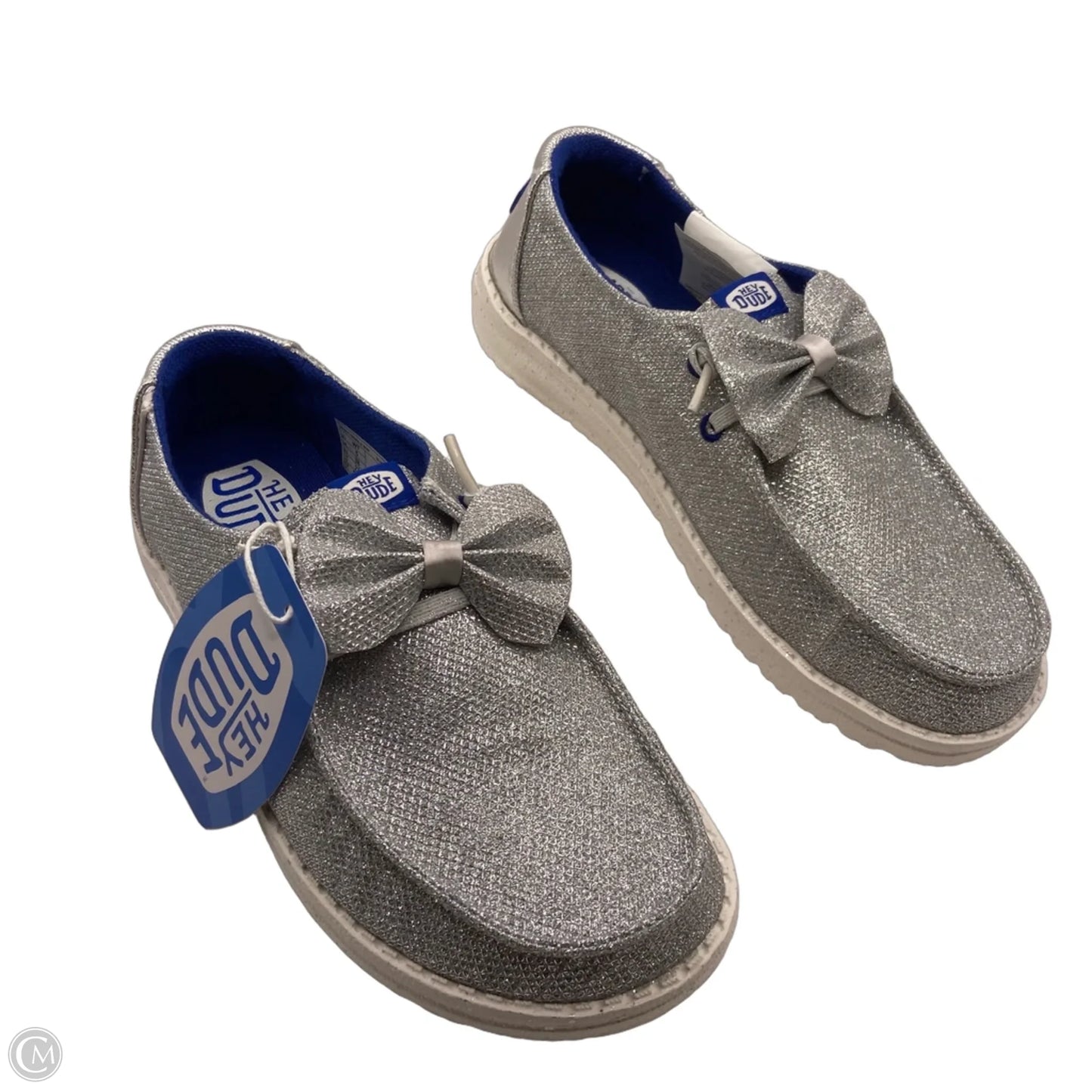 Shoes Flats By Hey Dude In Silver, Size: 7