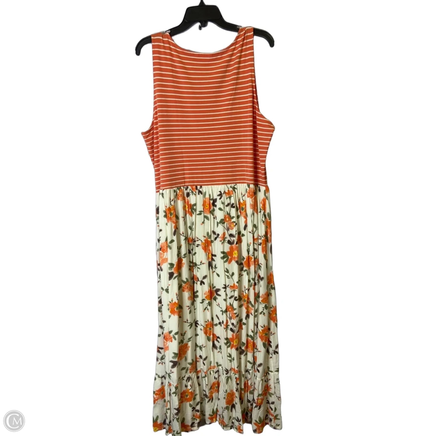 Dress Casual Maxi By Matilda Jane In Orange & White, Size: Xxl