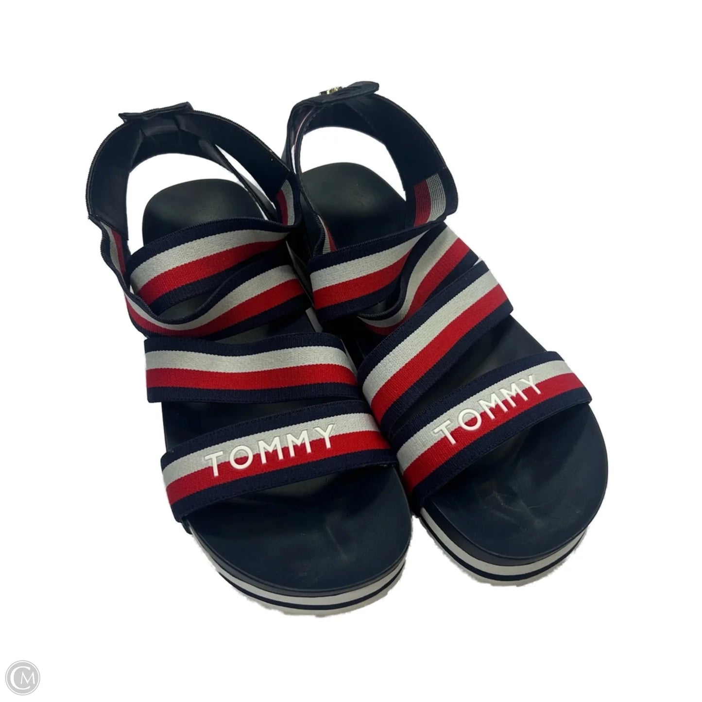 Sandals Flats By Tommy Hilfiger In Blue & Red & White, Size: 9
