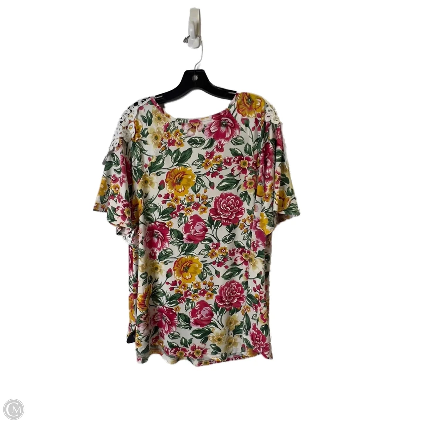 Top Short Sleeve By Clothes Mentor In Floral Print, Size: 1x