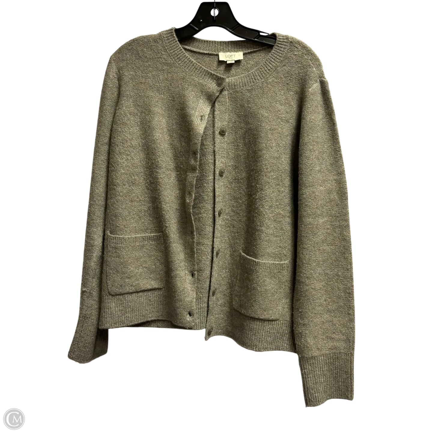 Sweater Cardigan By Loft In Grey, Size: L