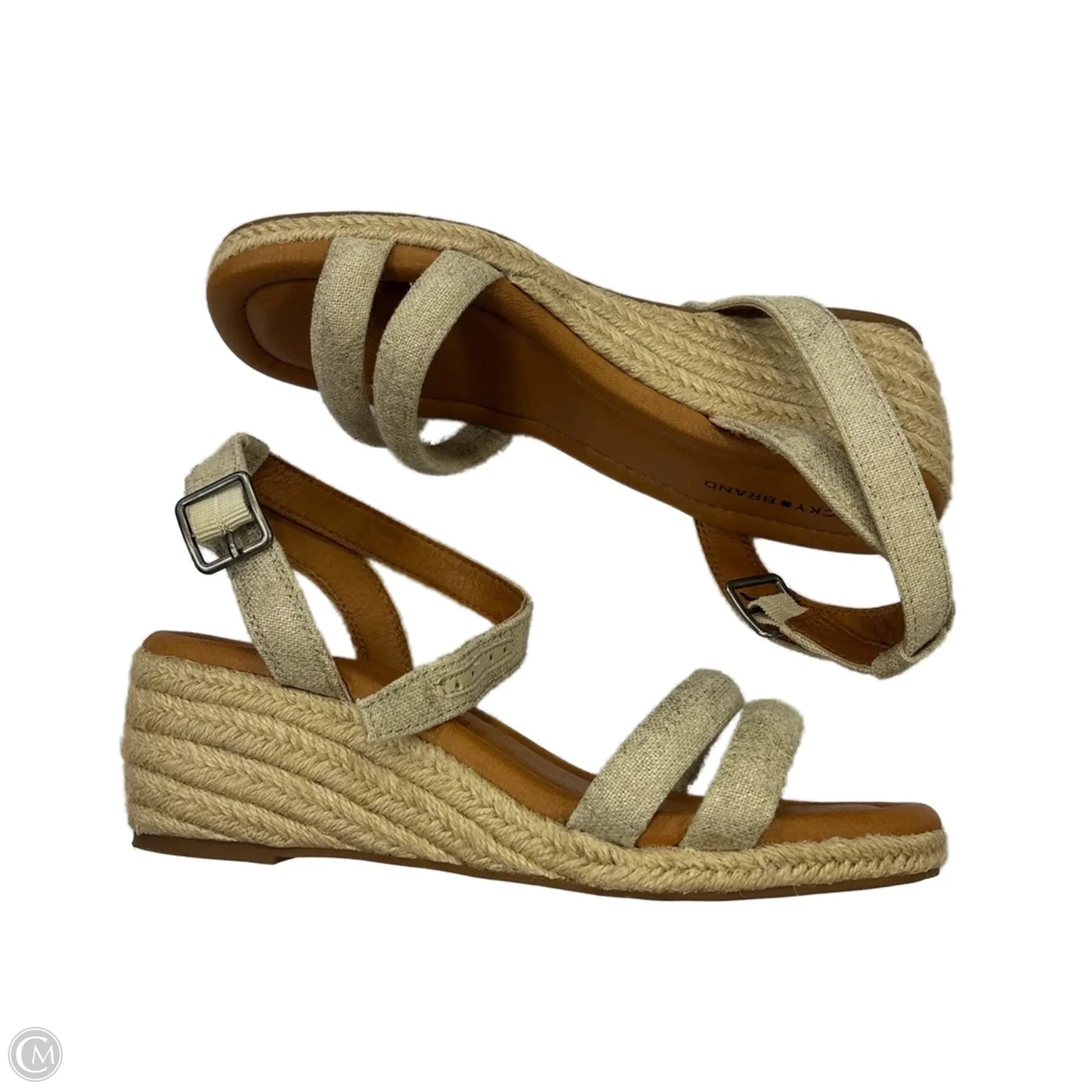 Sandals Heels Wedge By Lucky Brand In Tan, Size: 8