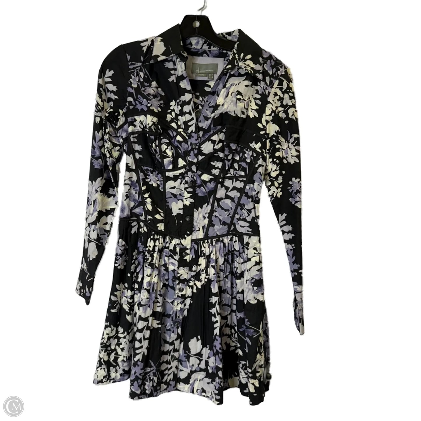 Dress Casual Short By Anthropologie In Black & Purple, Size: 2