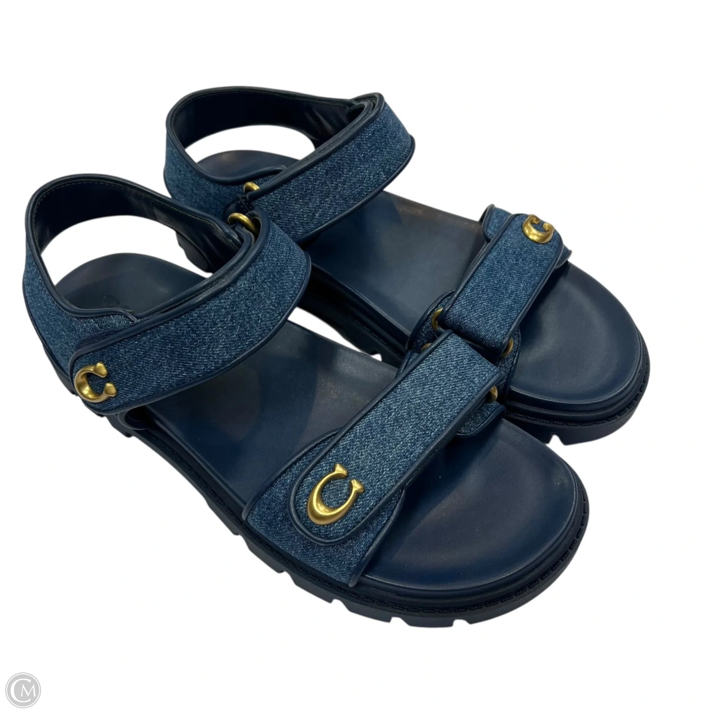 Sandals Designer By Coach In Blue Denim, Size: 10