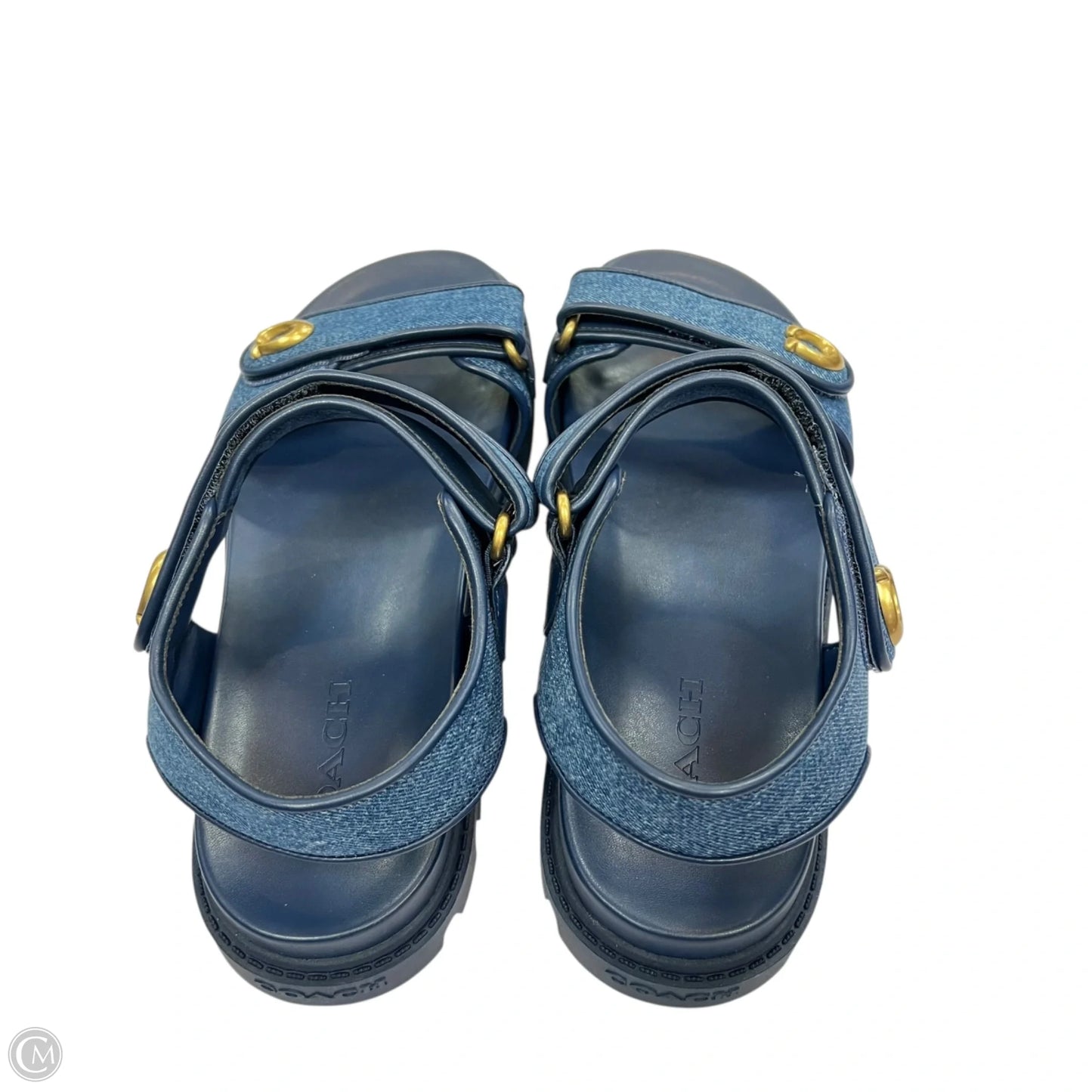 Sandals Designer By Coach In Blue Denim, Size: 10