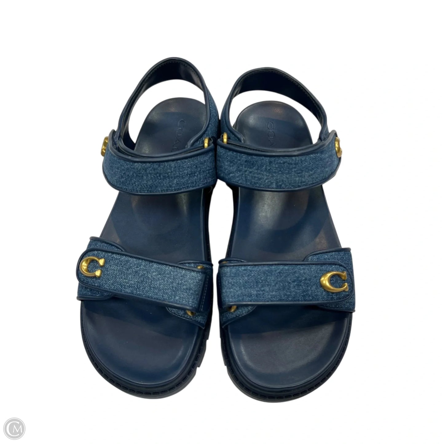 Sandals Designer By Coach In Blue Denim, Size: 10