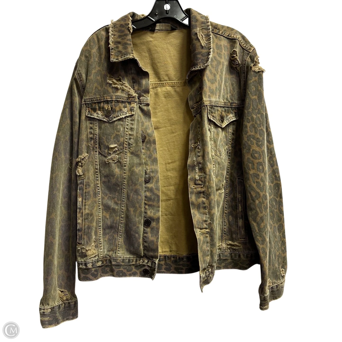 Jacket Denim By Zara In Animal Print, Size: L