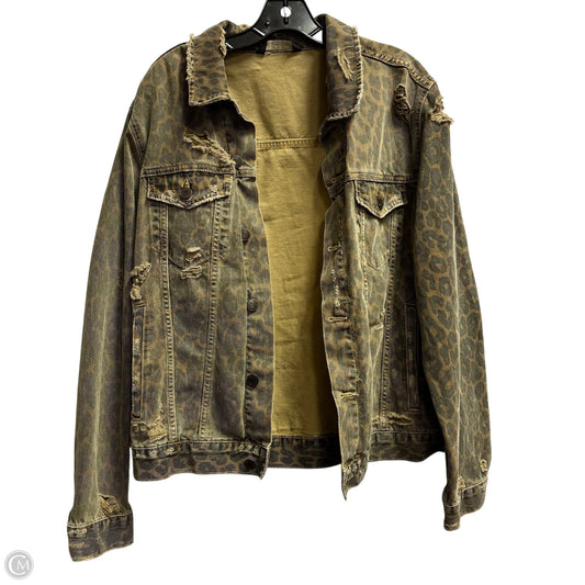 Jacket Denim By Zara In Animal Print, Size: L