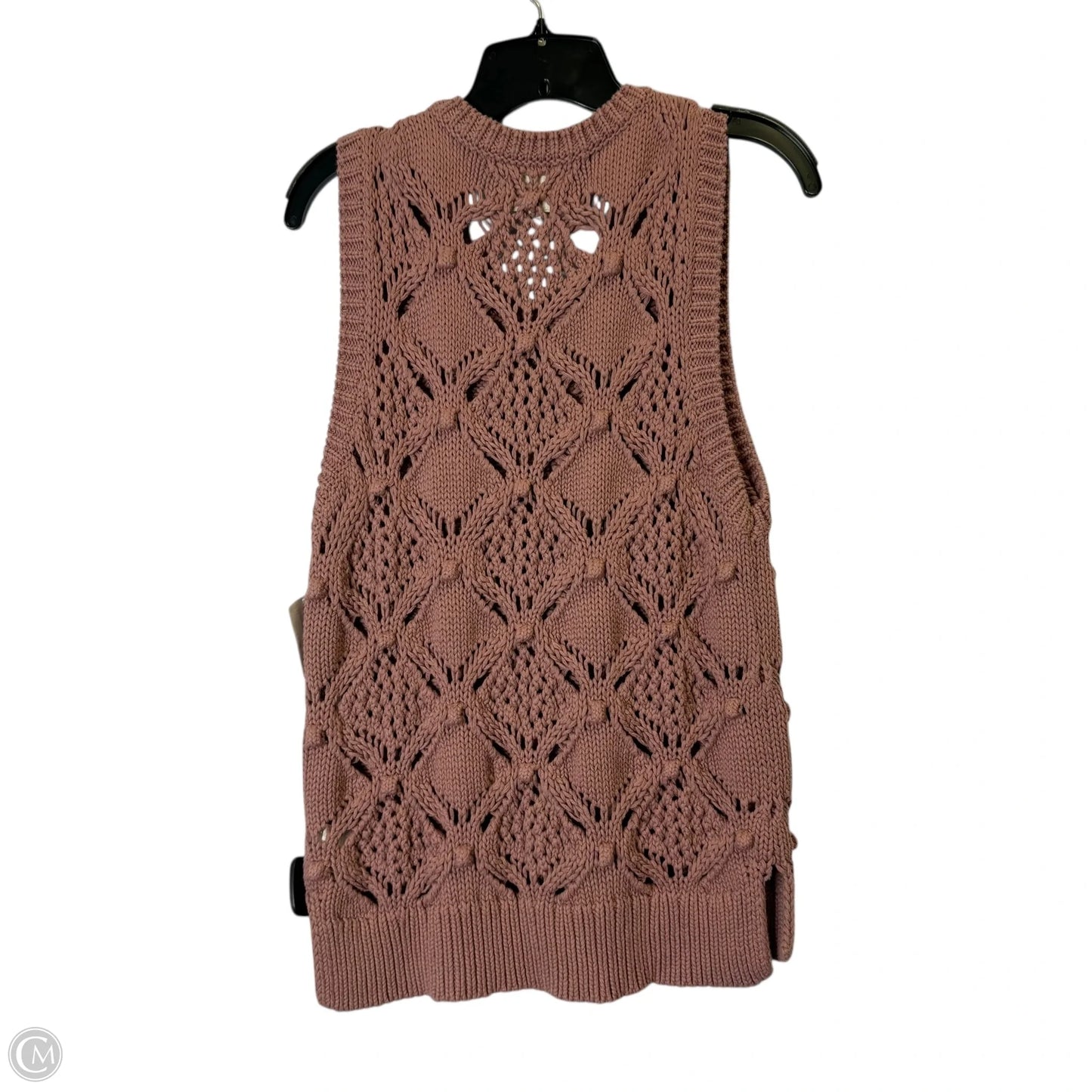 Vest Sweater By Lucky Brand In Pink, Size: L