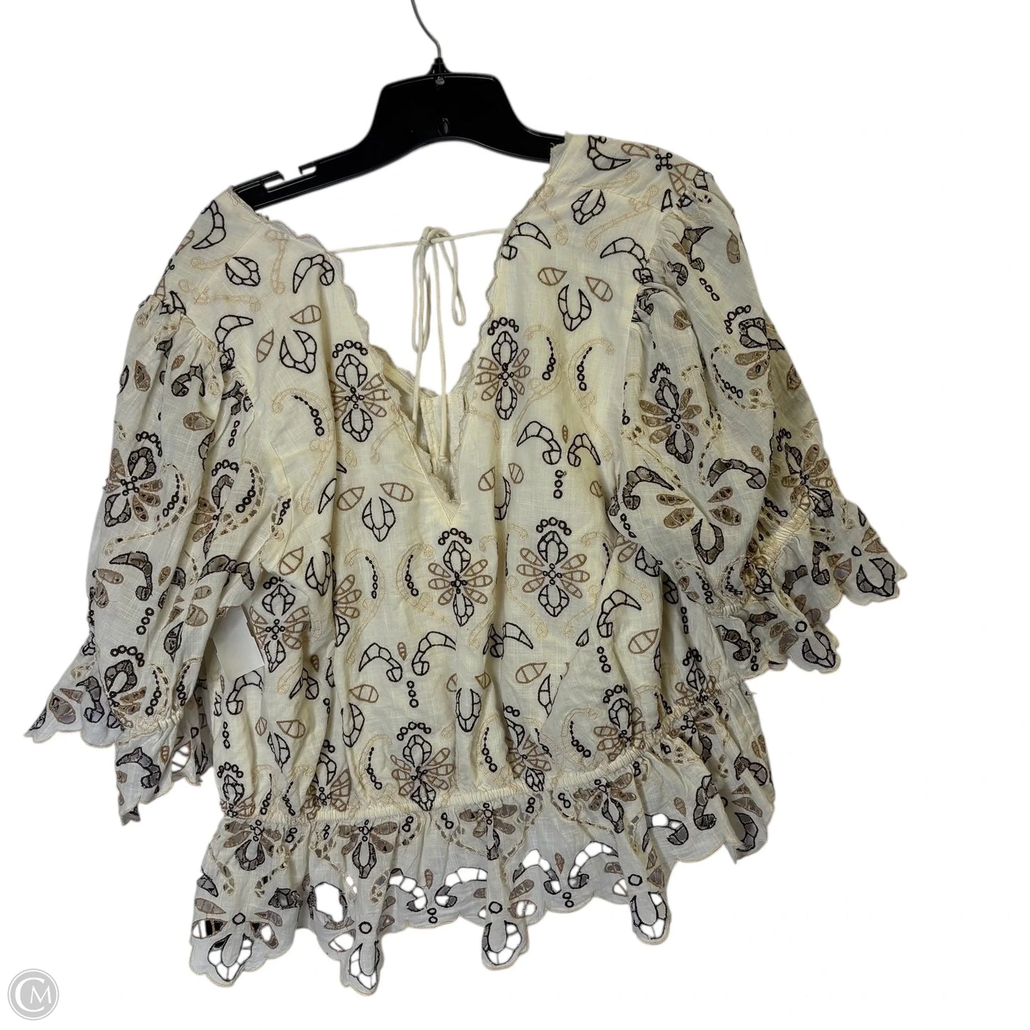 Top Short Sleeve By Anthropologie In Cream, Size: Xl