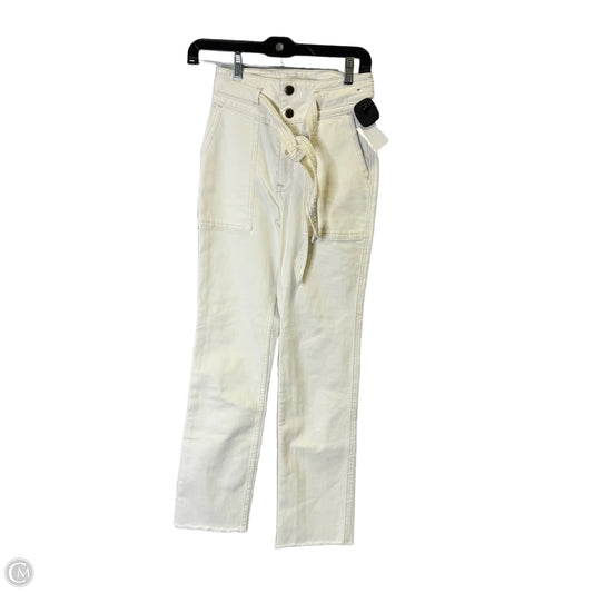 Jeans Straight By Abercrombie And Fitch In Cream Denim, Size: 0