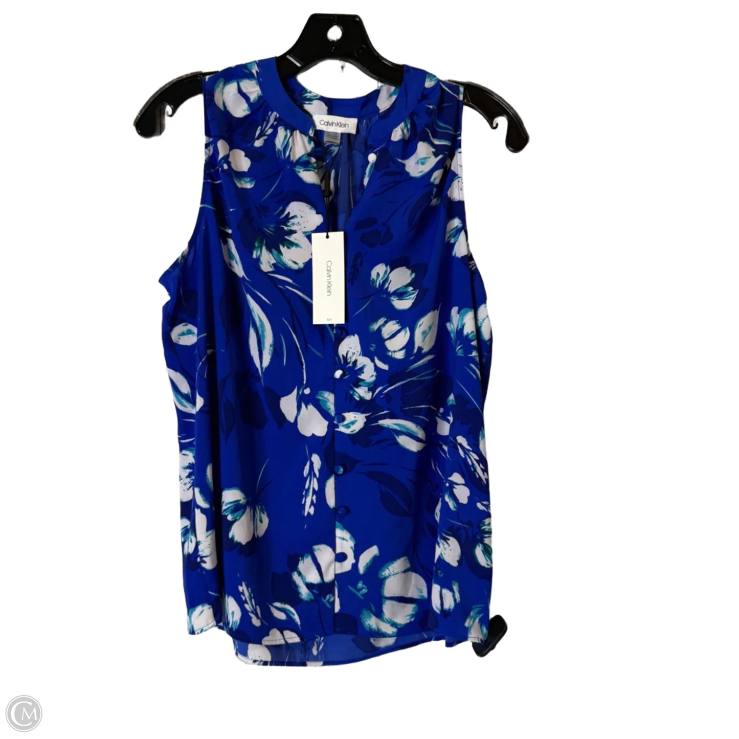 Top Sleeveless By Calvin Klein In Blue, Size: M