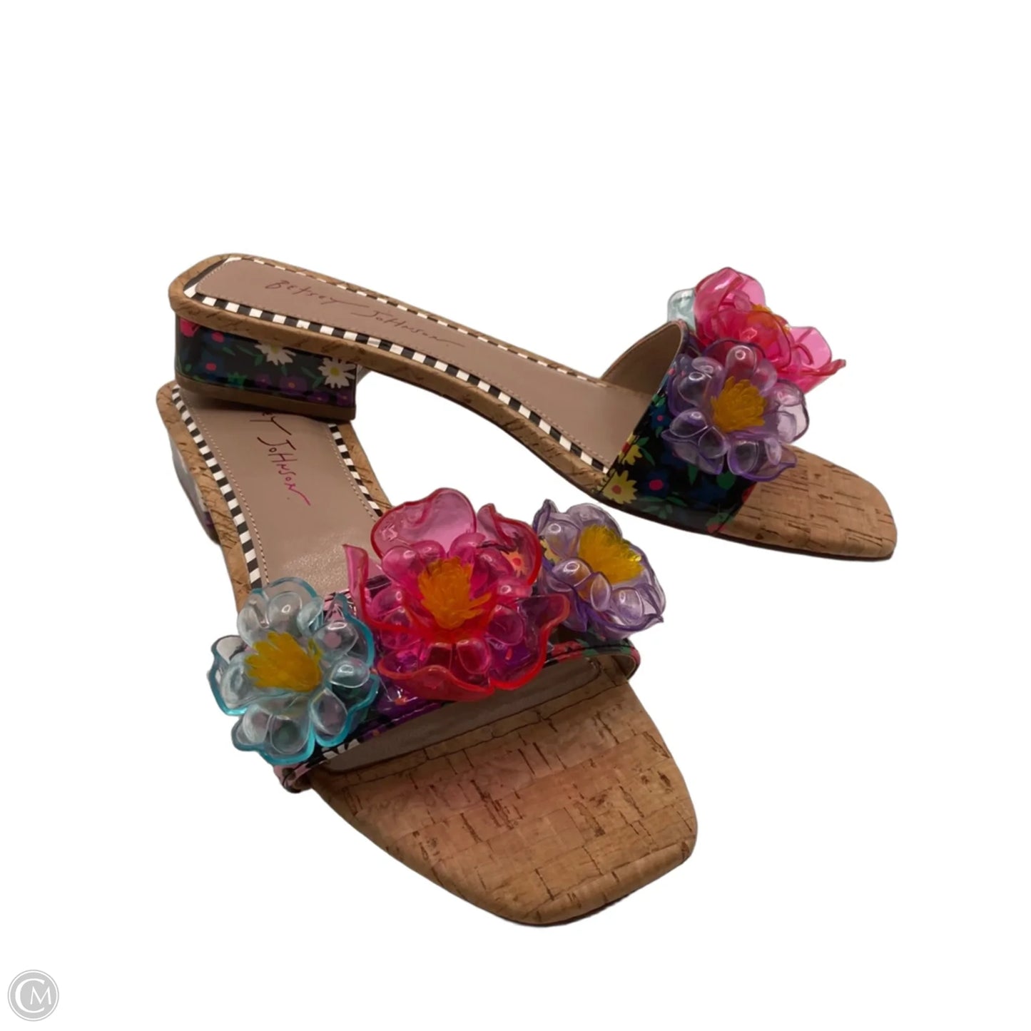 Sandals Heels Block By Betsey Johnson In Floral Print, Size: 8.5