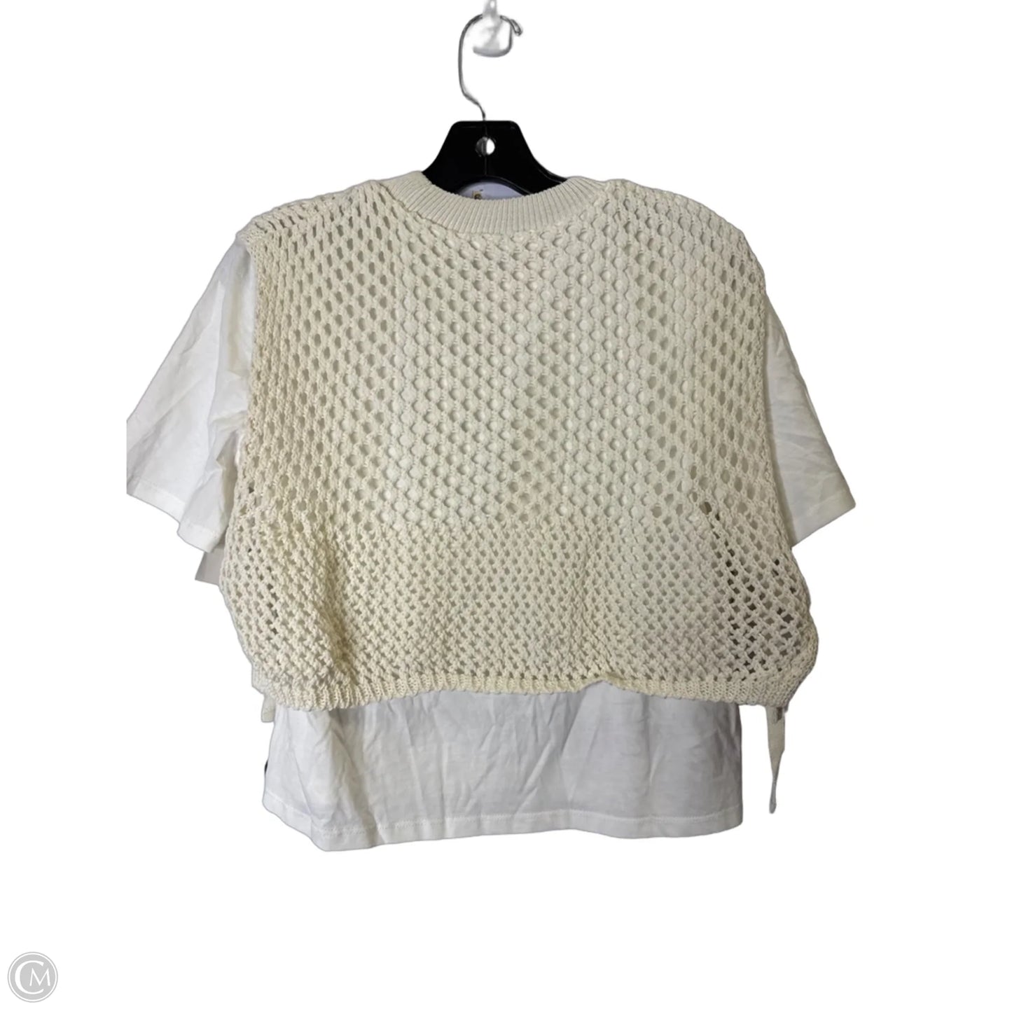 Top Short Sleeve By Zara In Cream & White, Size: S
