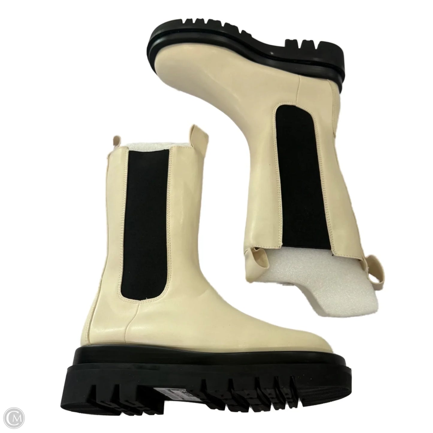 Boots Mid-calf Flats By Clothes Mentor In Cream, Size: 7