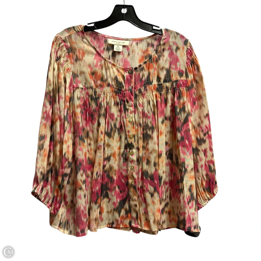 Top Long Sleeve By Skyes The Limit In Grey & Pink, Size: Lp