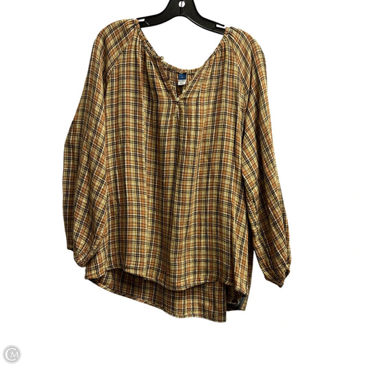Top Long Sleeve By Old Navy In Plaid Pattern, Size: Xl