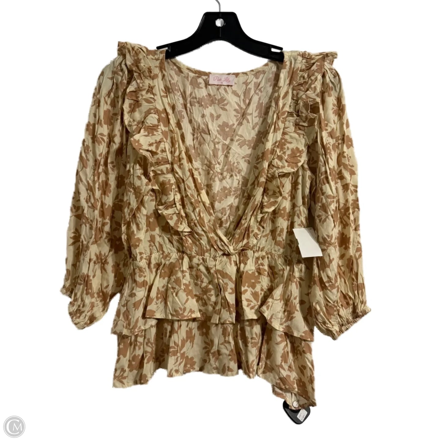 Top Long Sleeve By Pink Lily In Beige, Size: M