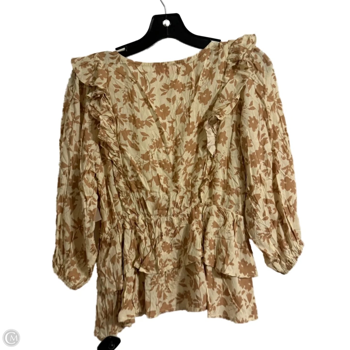 Top Long Sleeve By Pink Lily In Beige, Size: M