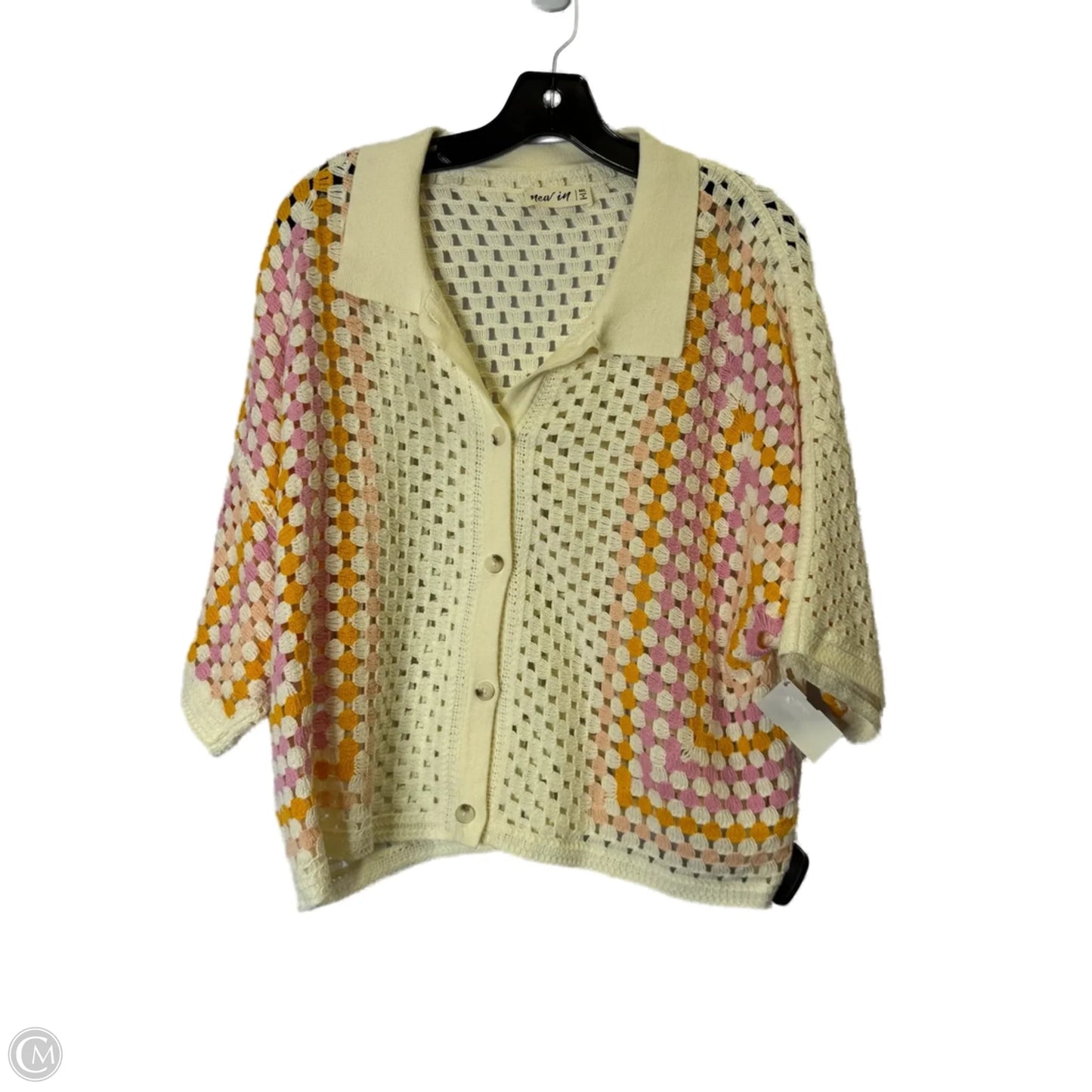 Top Short Sleeve By Clothes Mentor In Cream, Size: M