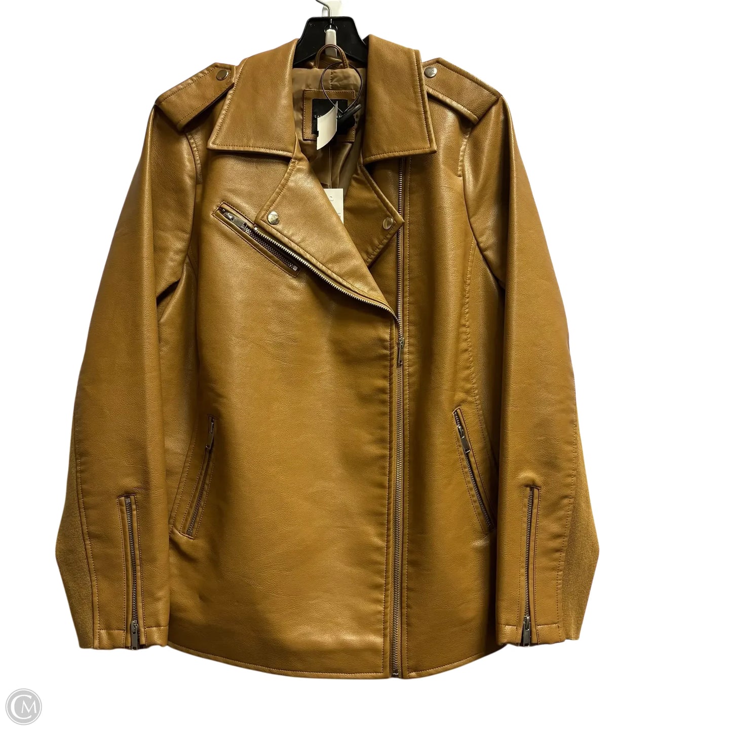 Jacket Moto By Lane Bryant In Tan, Size: 14