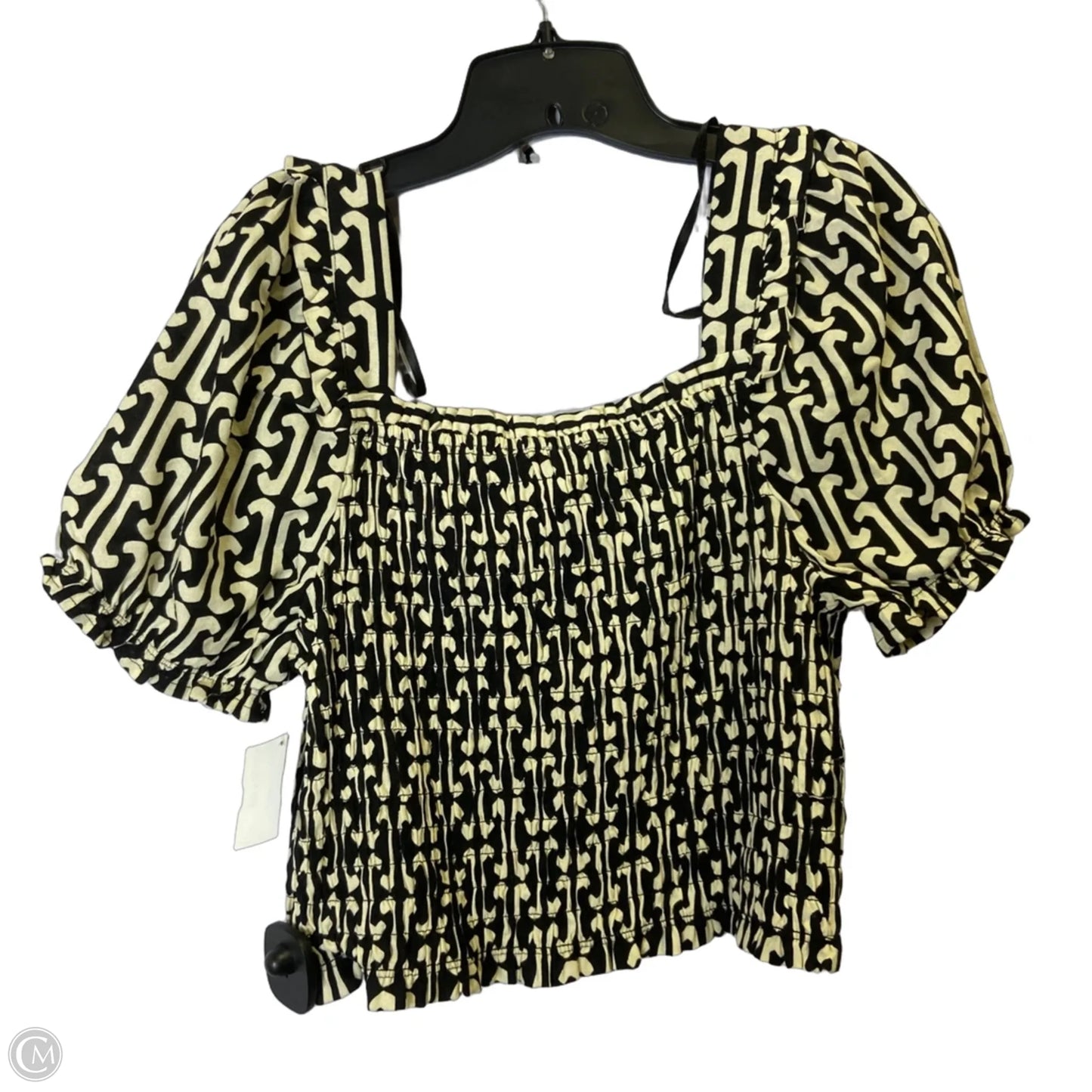 Top Short Sleeve By Monteau In Black & White, Size: Xl