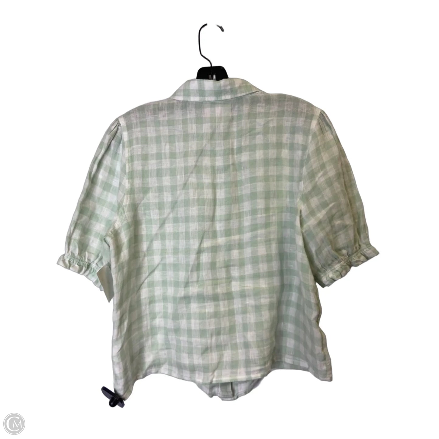 Top Short Sleeve By Laura Ashley In Green & White, Size: M