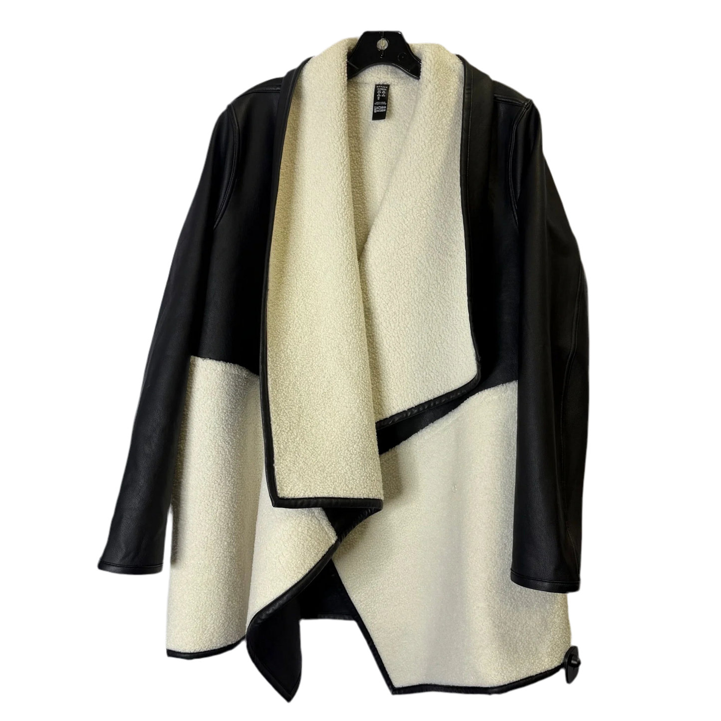 Jacket Faux Fur & Sherpa By Spanx In Black & Cream, Size: Xl