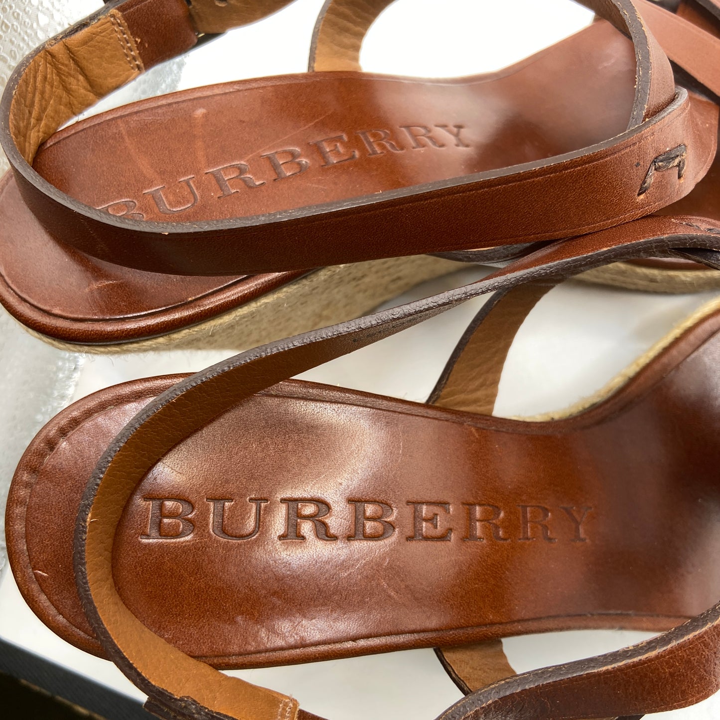 Sandals Luxury Designer By Burberry In Brown, Size: 10