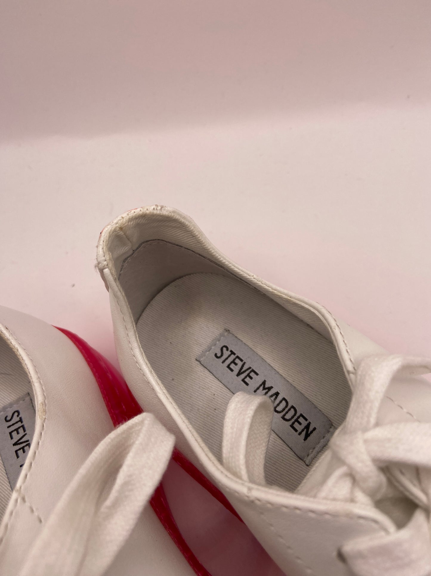 Shoes Heels Platform By Steve Madden In Pink & White, Size: 8