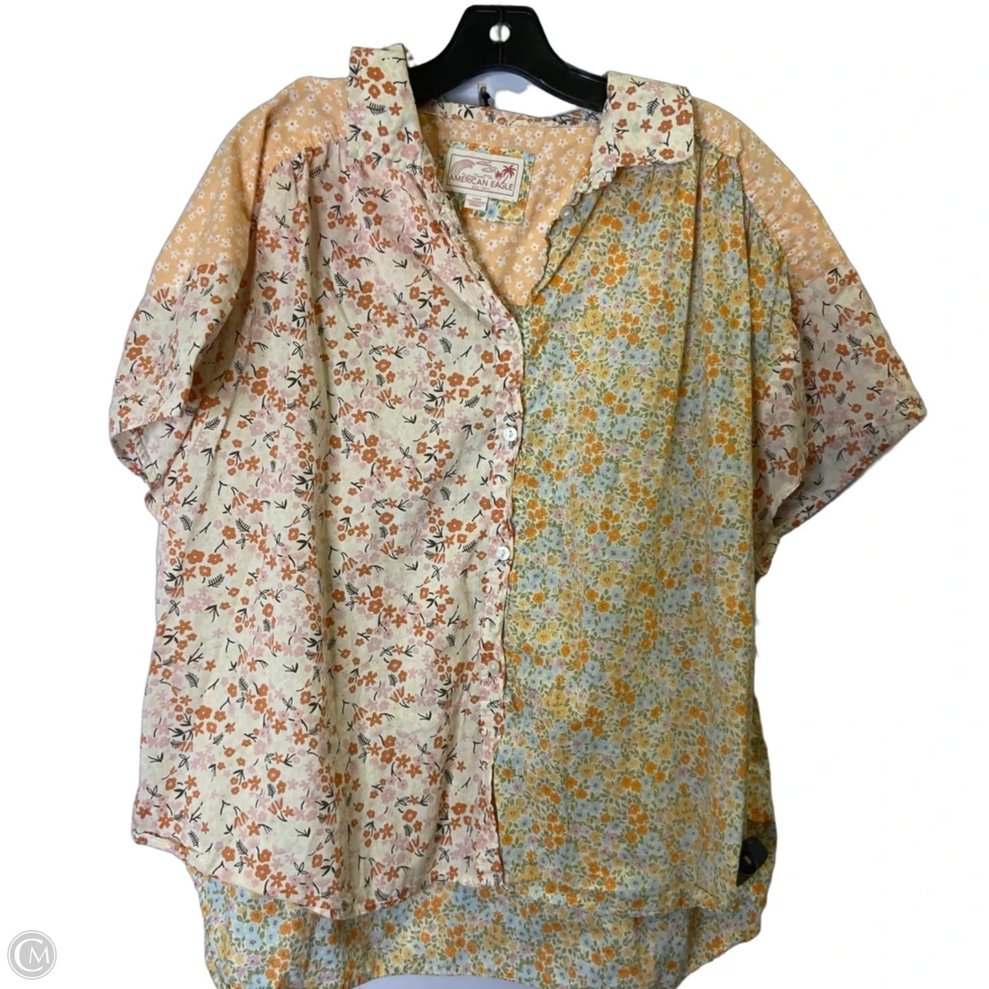 Top Short Sleeve By American Eagle In Floral Print, Size: L