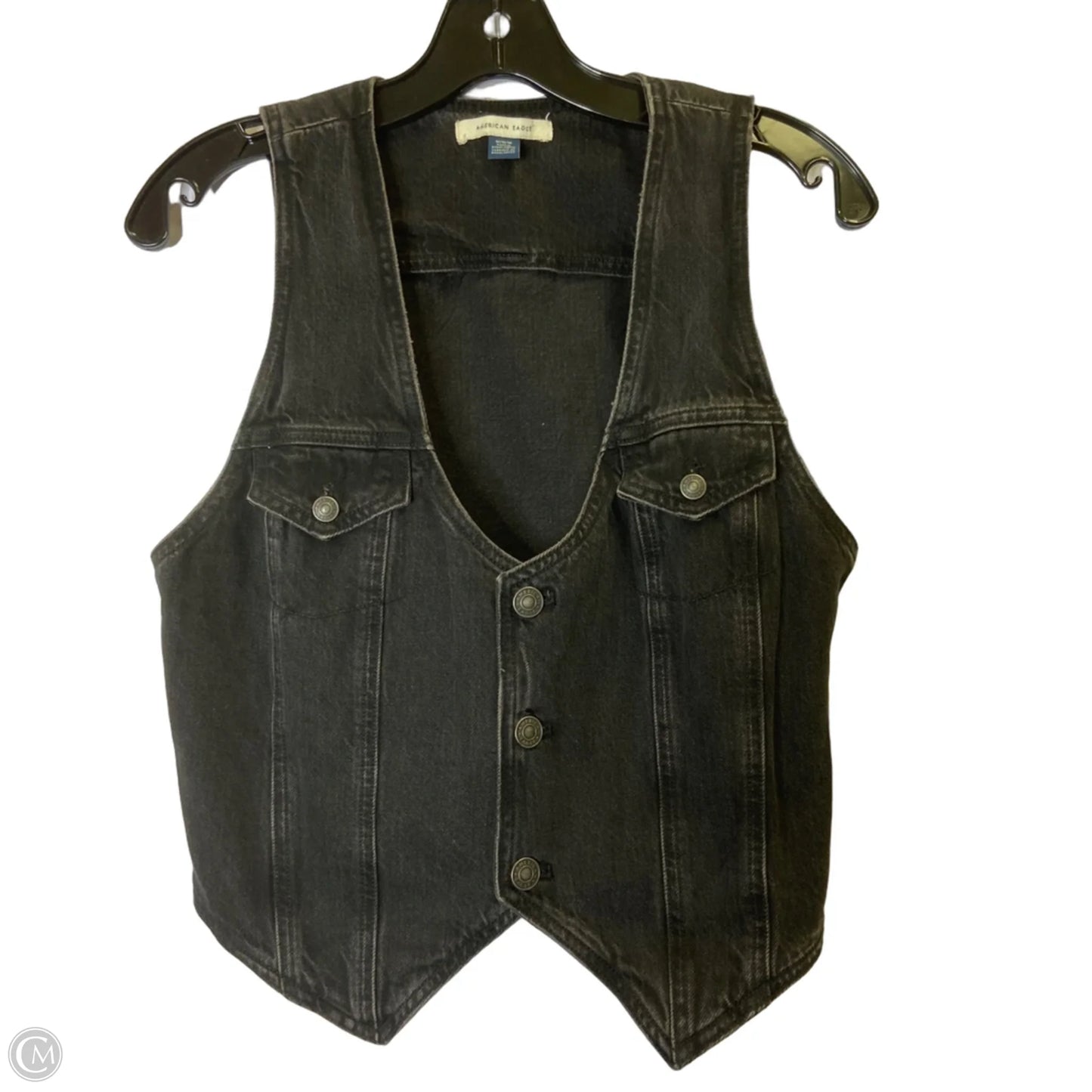 Vest Other By American Eagle In Black Denim, Size: M