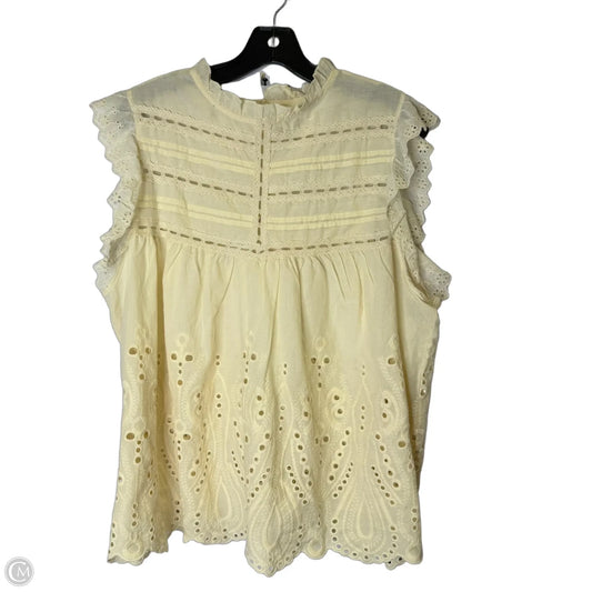 Blouse Short Sleeve By Adiva In Cream, Size: Xl