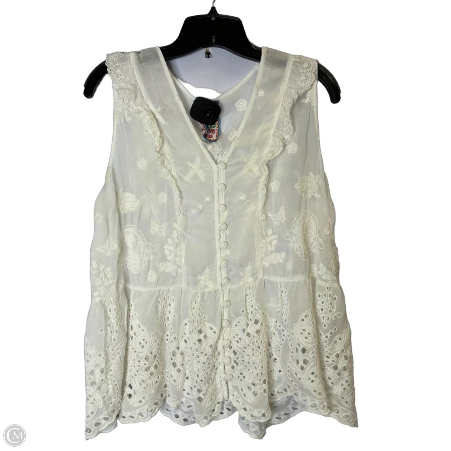 Blouse Sleeveless By Johnny Was In White, Size: L