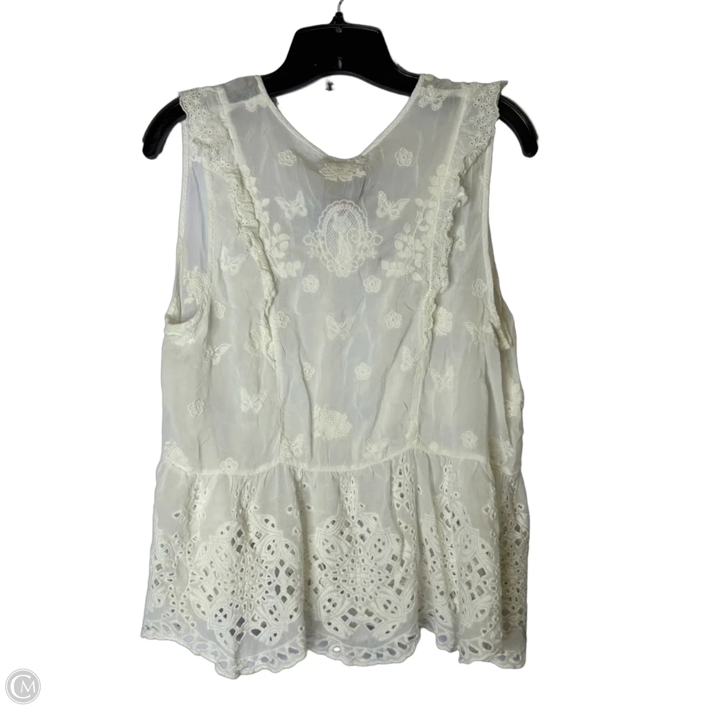 Blouse Sleeveless By Johnny Was In White, Size: L