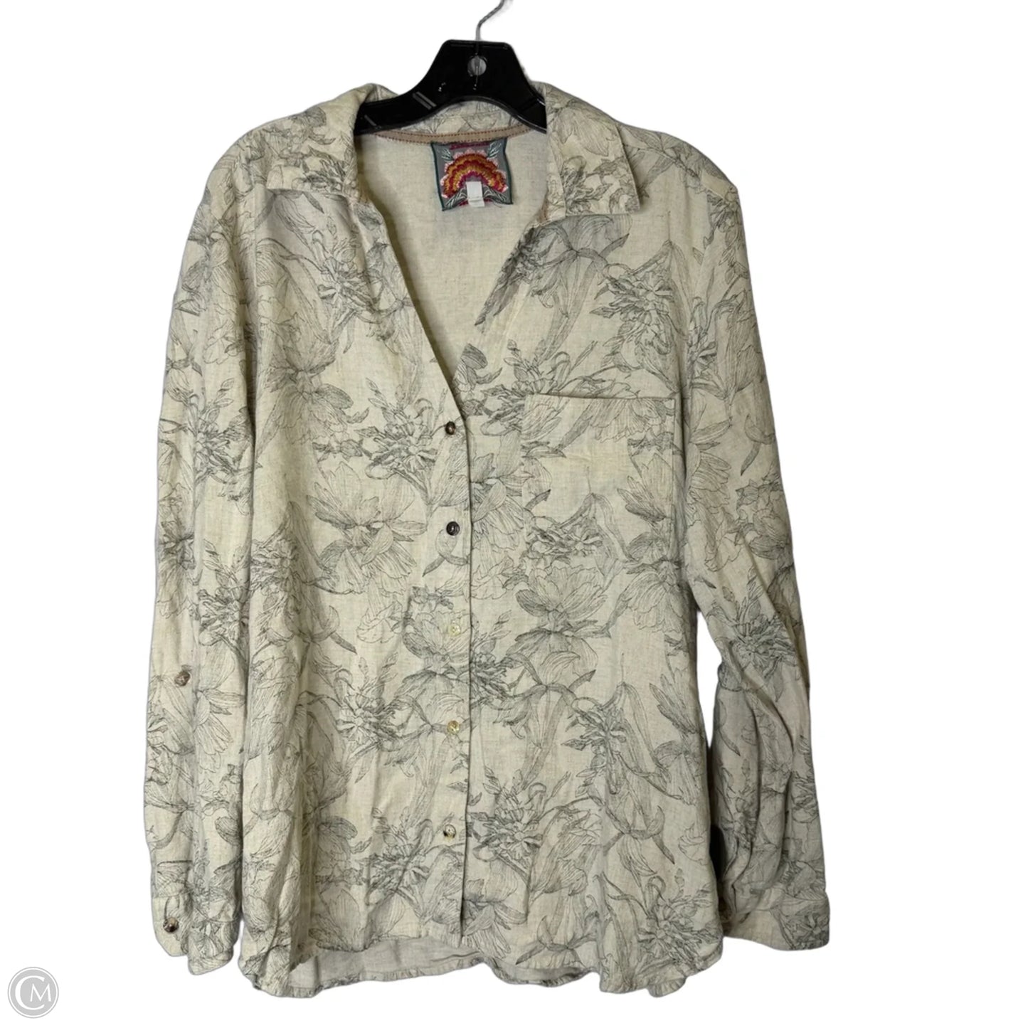 Jacket Shirt By Johnny Was In Cream, Size: M