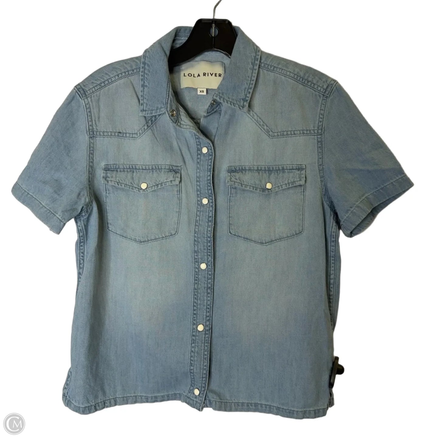 Top Short Sleeve By Lola River In Blue Denim, Size: Xs