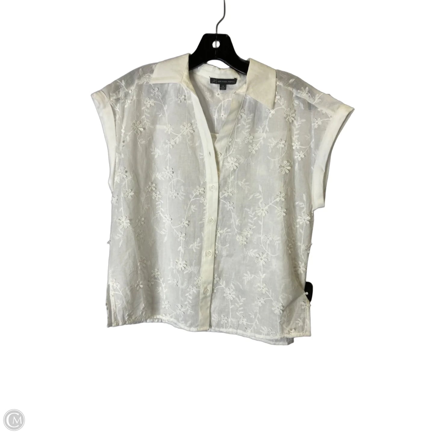 Top Short Sleeve By Adrianna Papell In White, Size: Xs