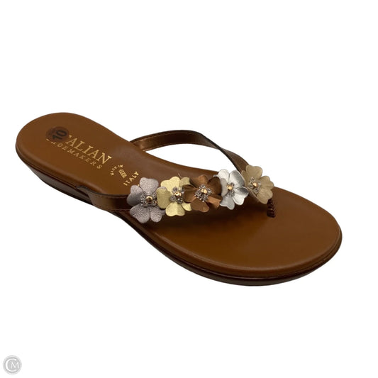 Sandals Flip Flops By Italian Shoemakers In Brown, Size: 10