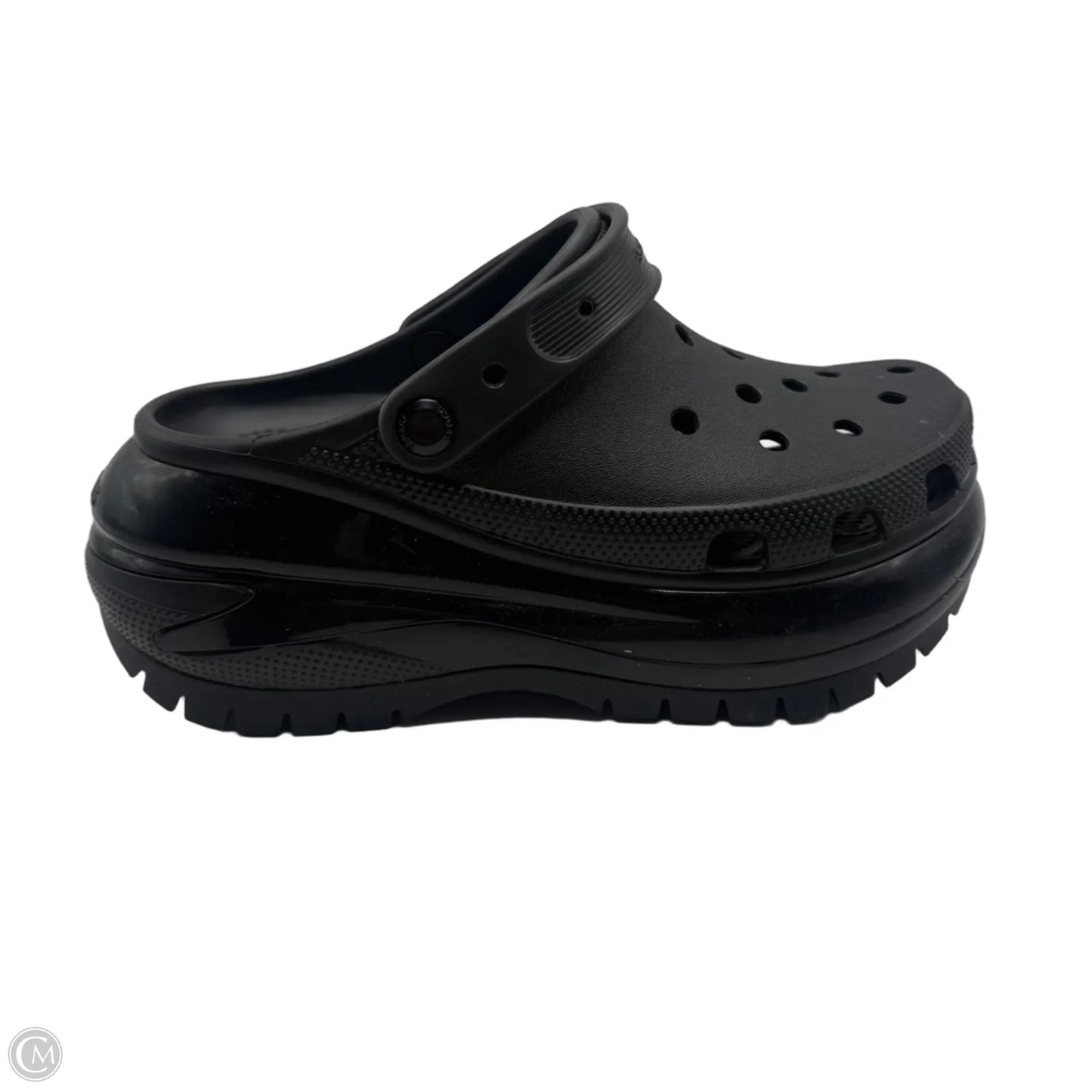 Sandals Heels Platform By Crocs In Black, Size: 9