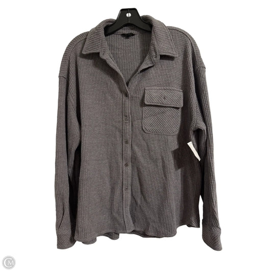 Jacket Shirt By Clothes Mentor In Grey, Size: L