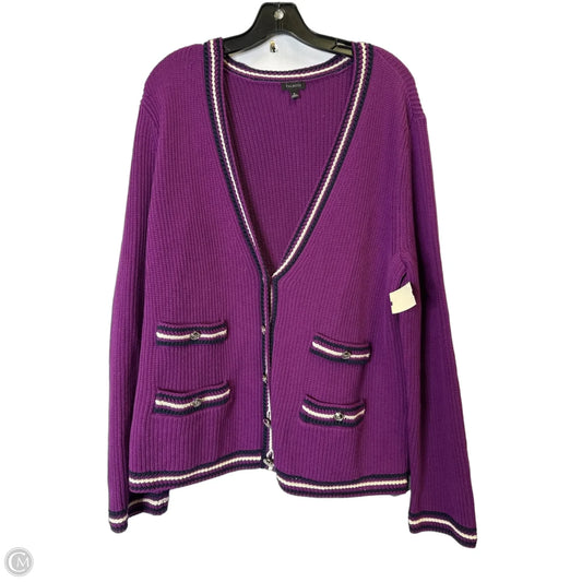 Sweater Cardigan By Talbots In Purple, Size: Xl