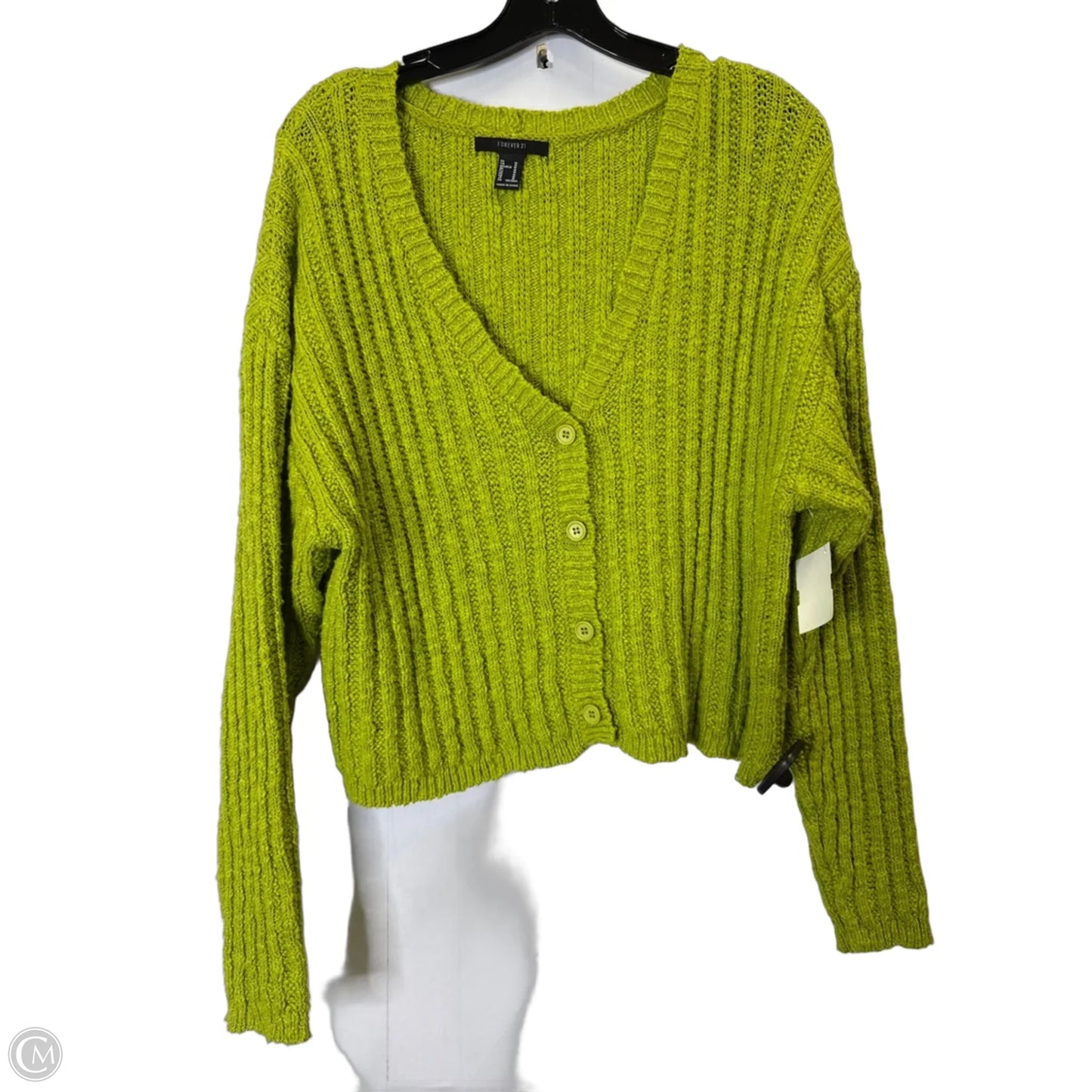Sweater Cardigan By Forever 21 In Green, Size: M
