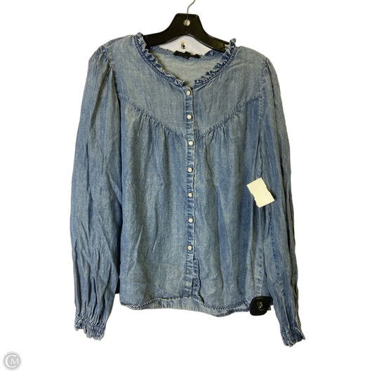Top Long Sleeve By Jane And Delancey In Blue Denim, Size: M